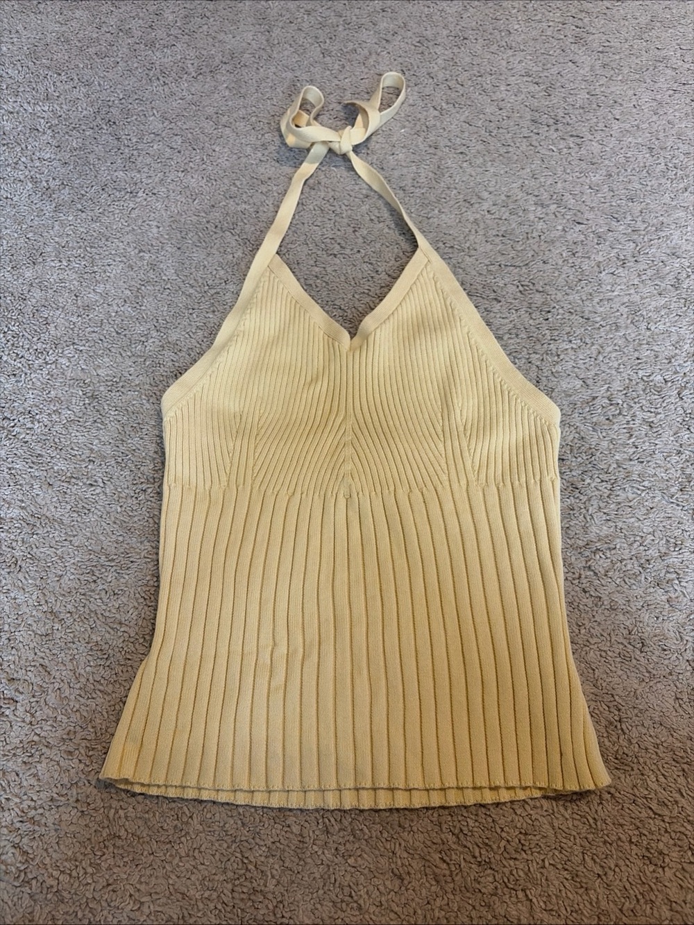 Reformation Delia Cotton Sweater Halter neck Tank Top Parmesan Yellow Small